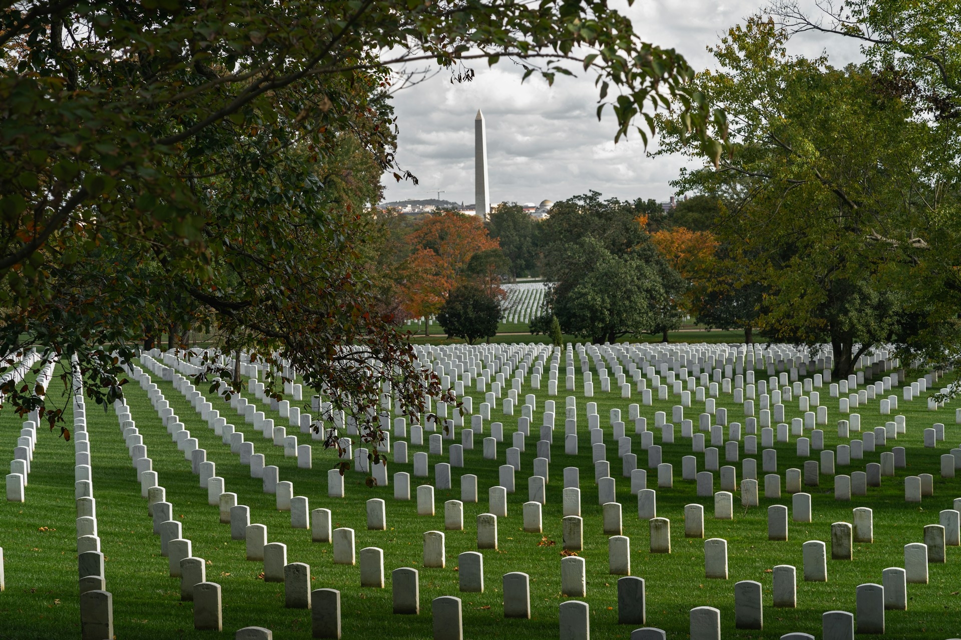 Arlington Cemetary with Washington Monument in the background
