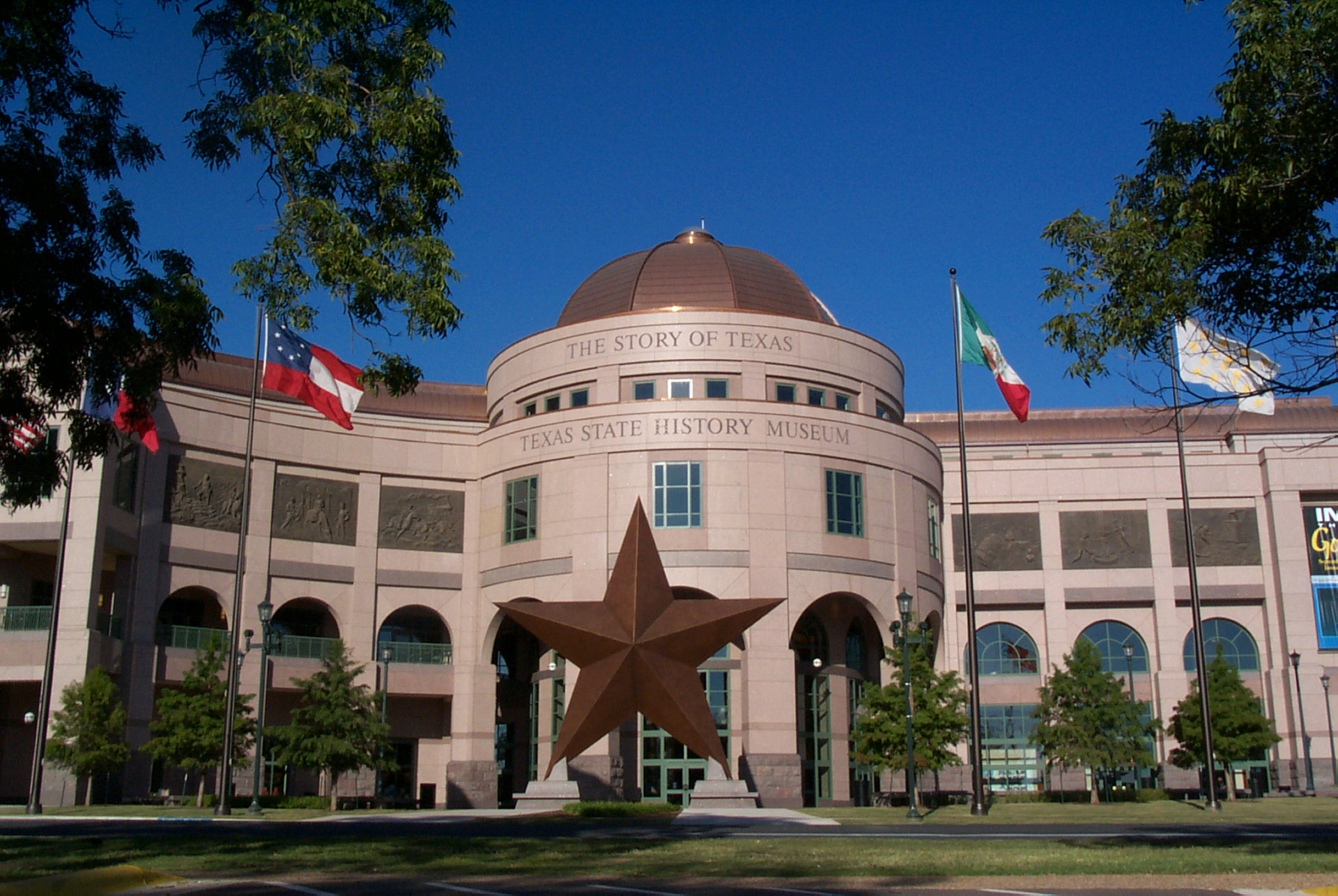 Bullock Texas State History Museum outside view of impressive building
