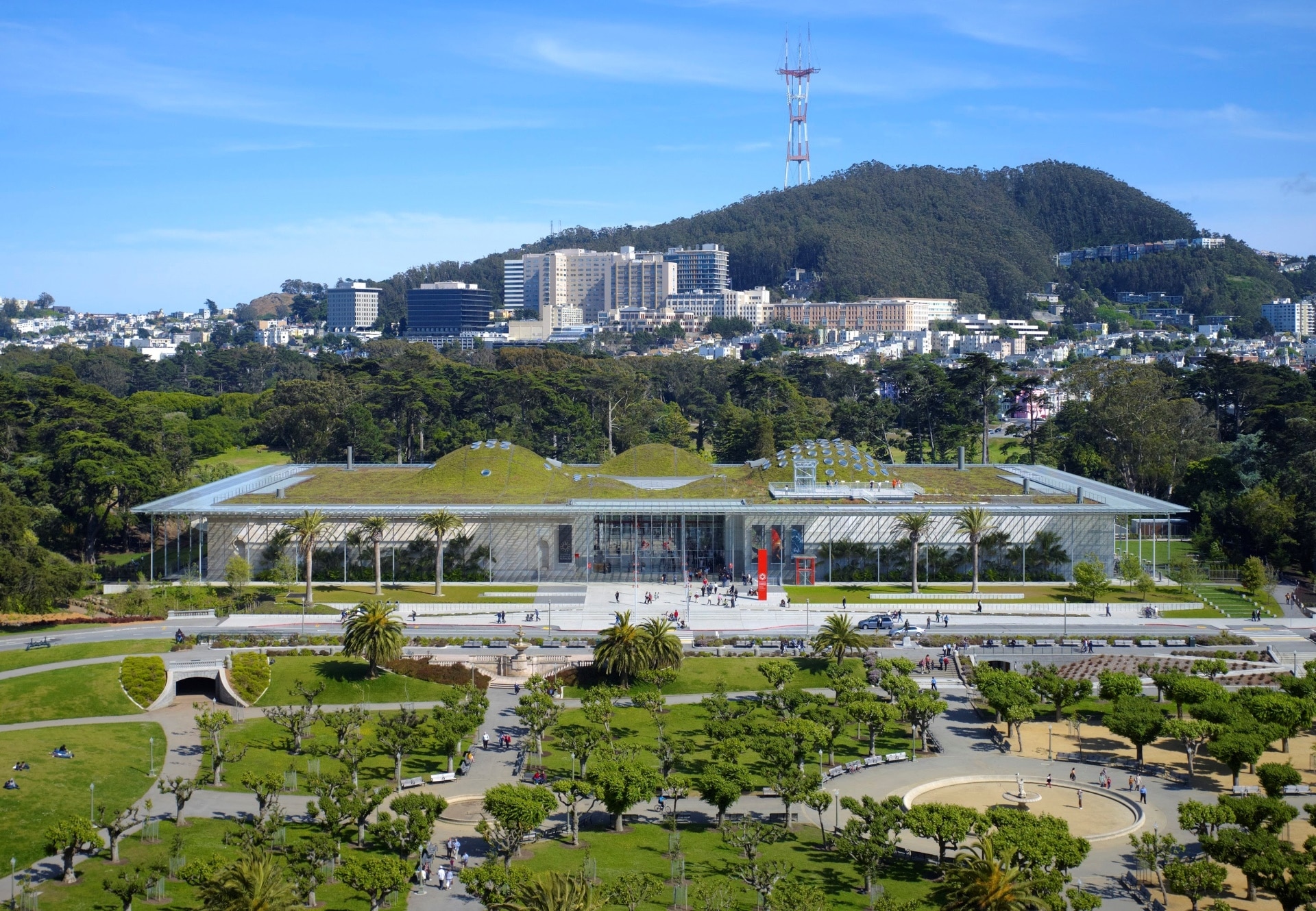 Exterior view of California Academy of Sciences living roof, San Francisco