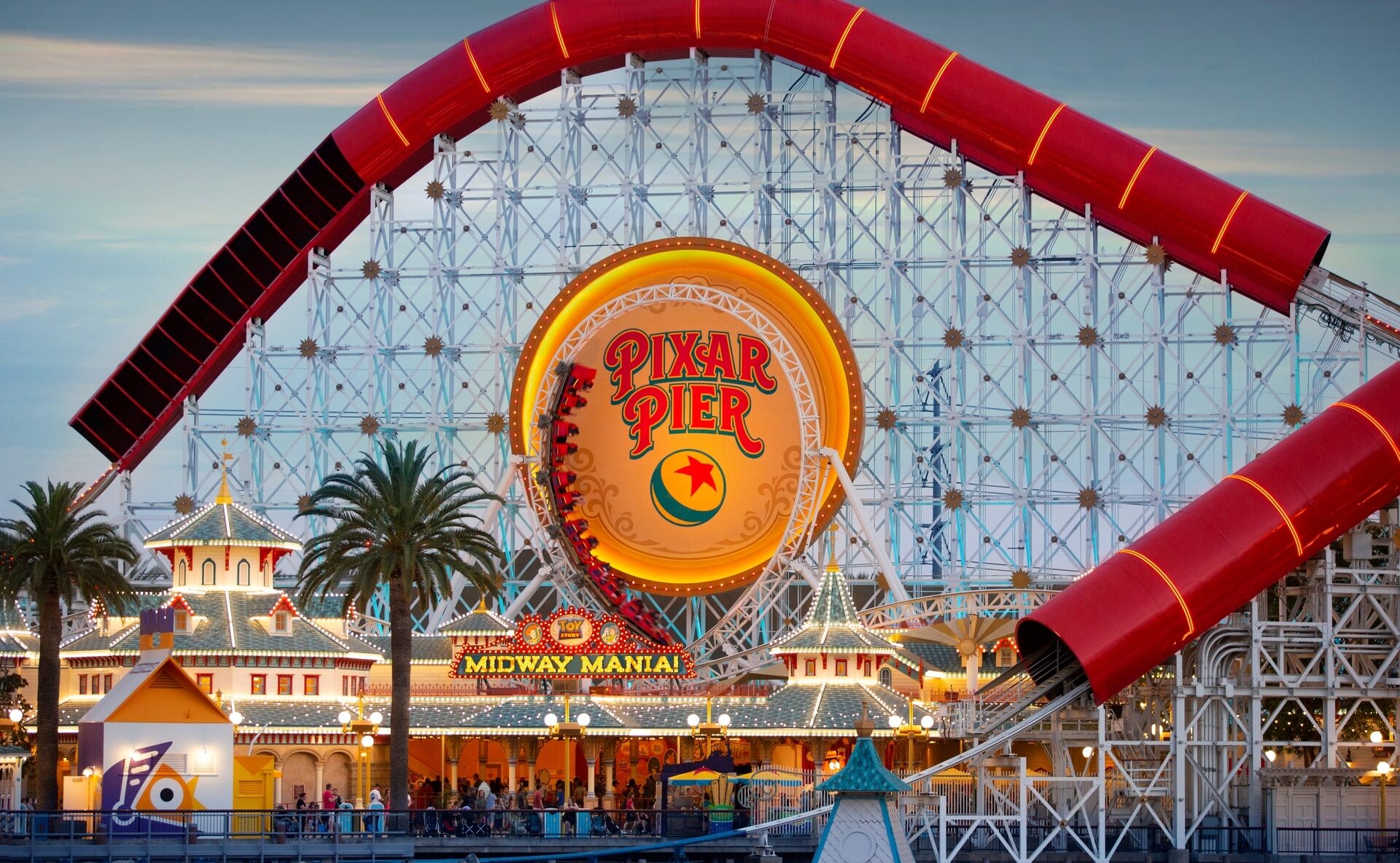 Pixar Pier and Incredicoaster at California Adventure Park, Anaheim