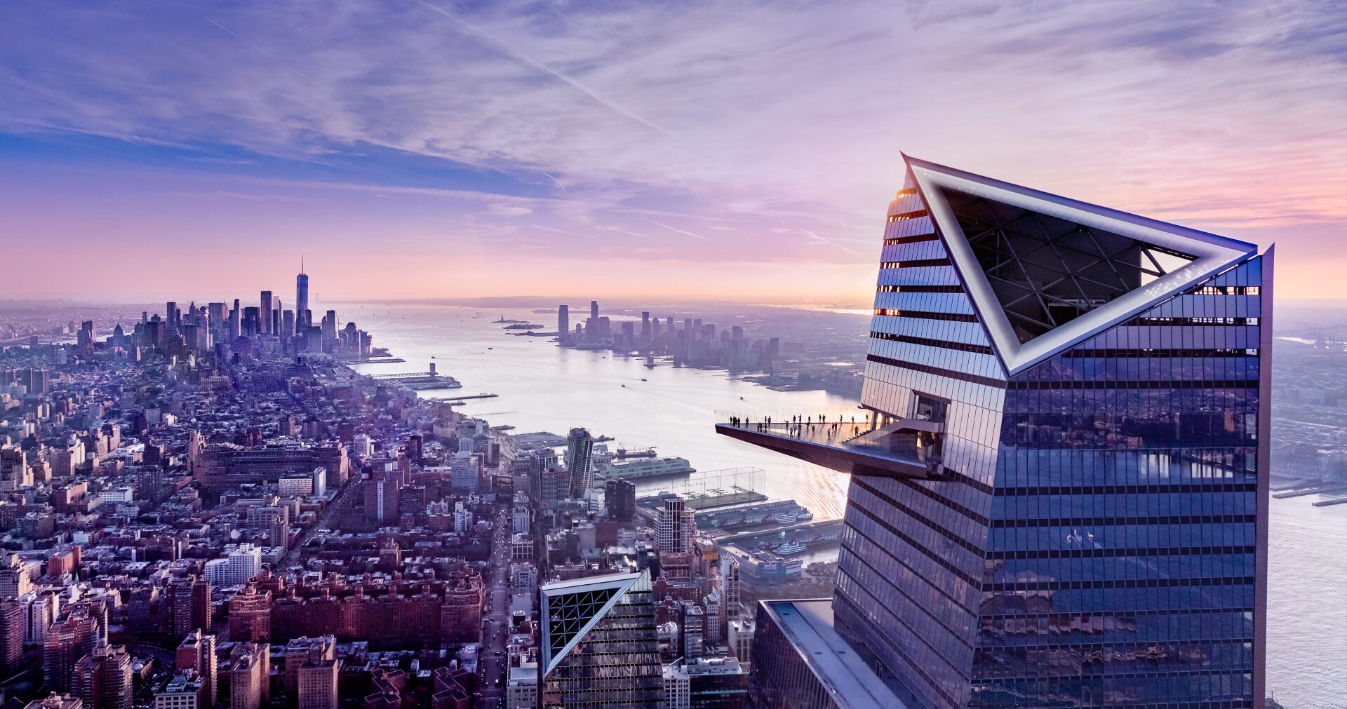 Edge platform & building view overlooking New York City