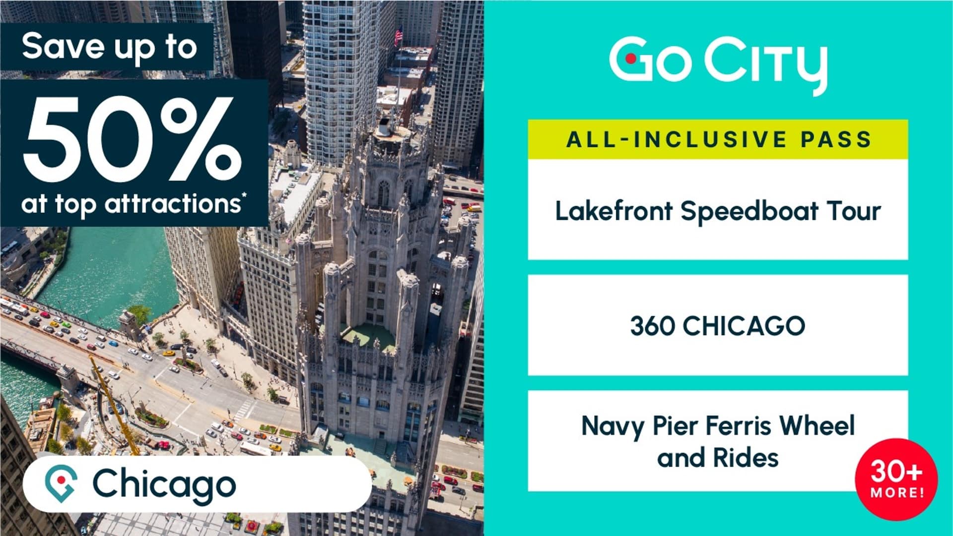 Go City Pass Chicago up to 50% Discount off attractions.
