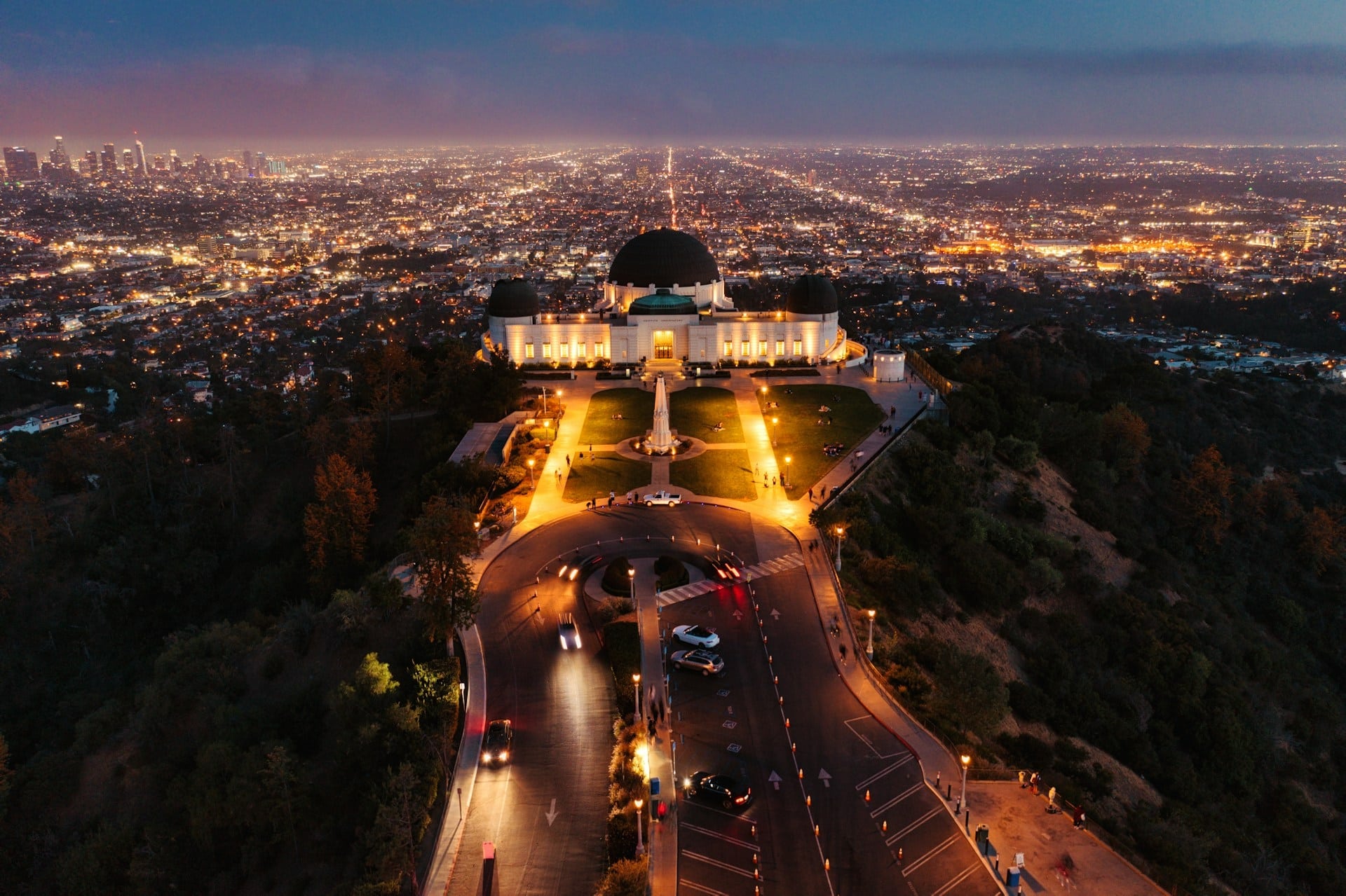 View of LA at night from Griffith Park Observatory