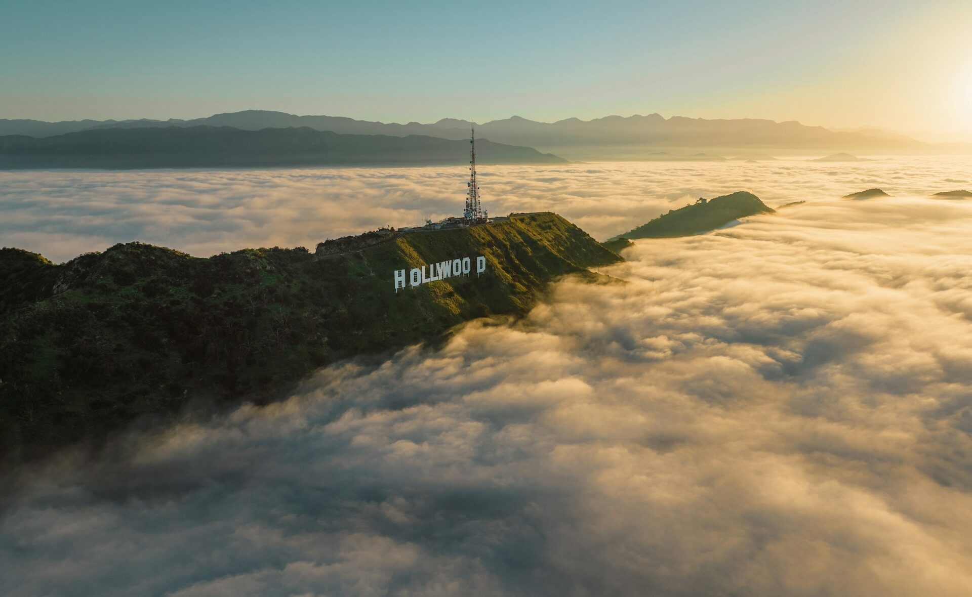 Hollywood Hills with clouds