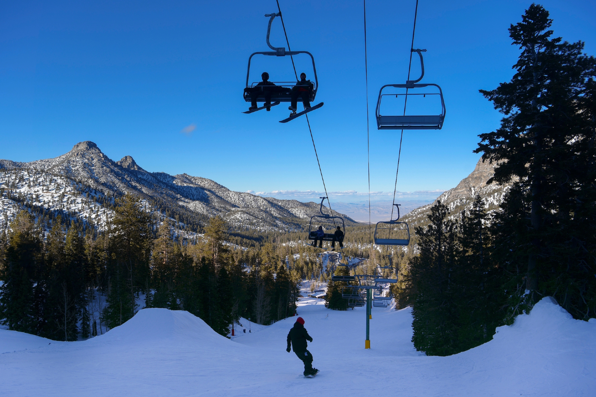Lee canyon Ski resort area showing ski lifts