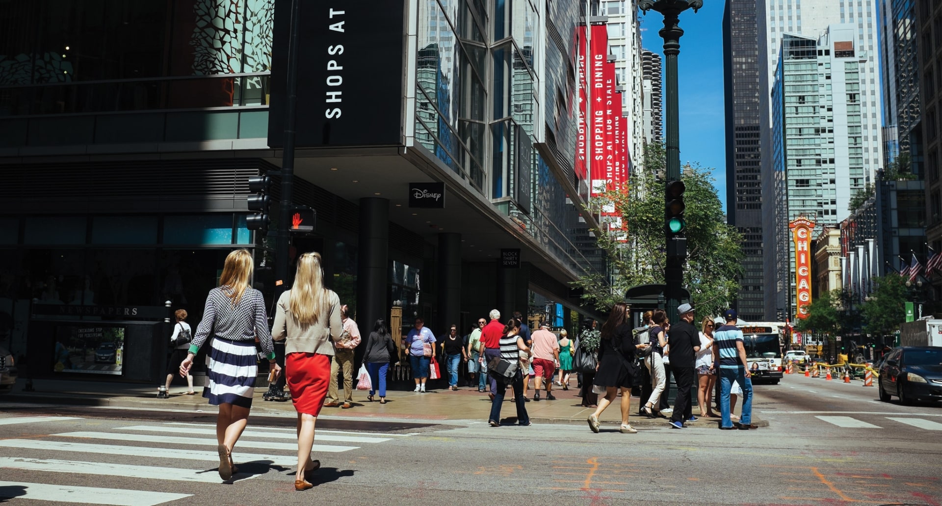 Magnificent Mile Shopping along Chicago Street