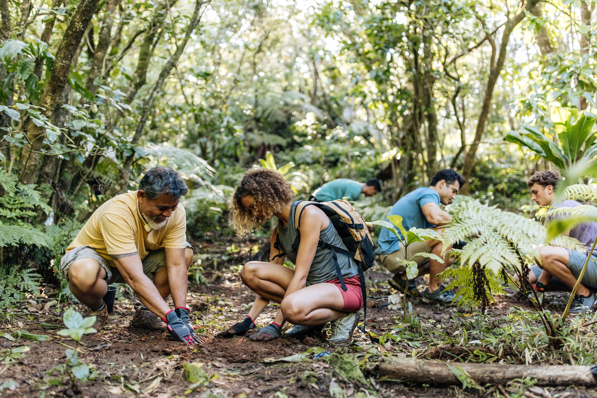 Malama giving back programme showing young people helping plant