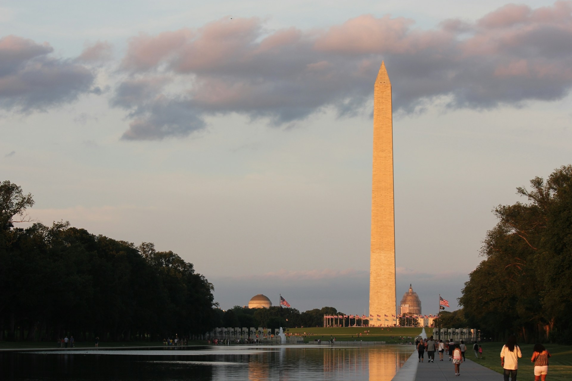 National Mall reflecting pool, Washington Monument & US Capitol Building