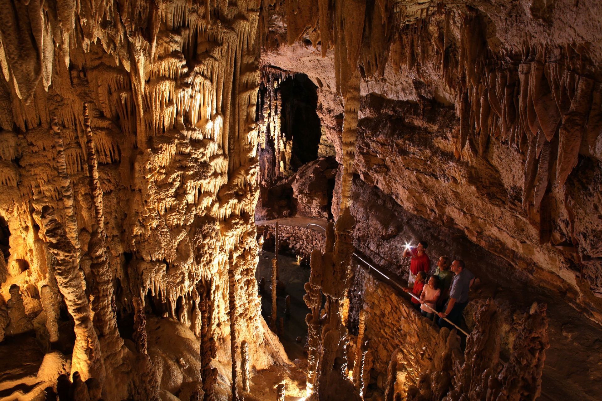 Natural Bridge Caverns looking inside amazing cavern
