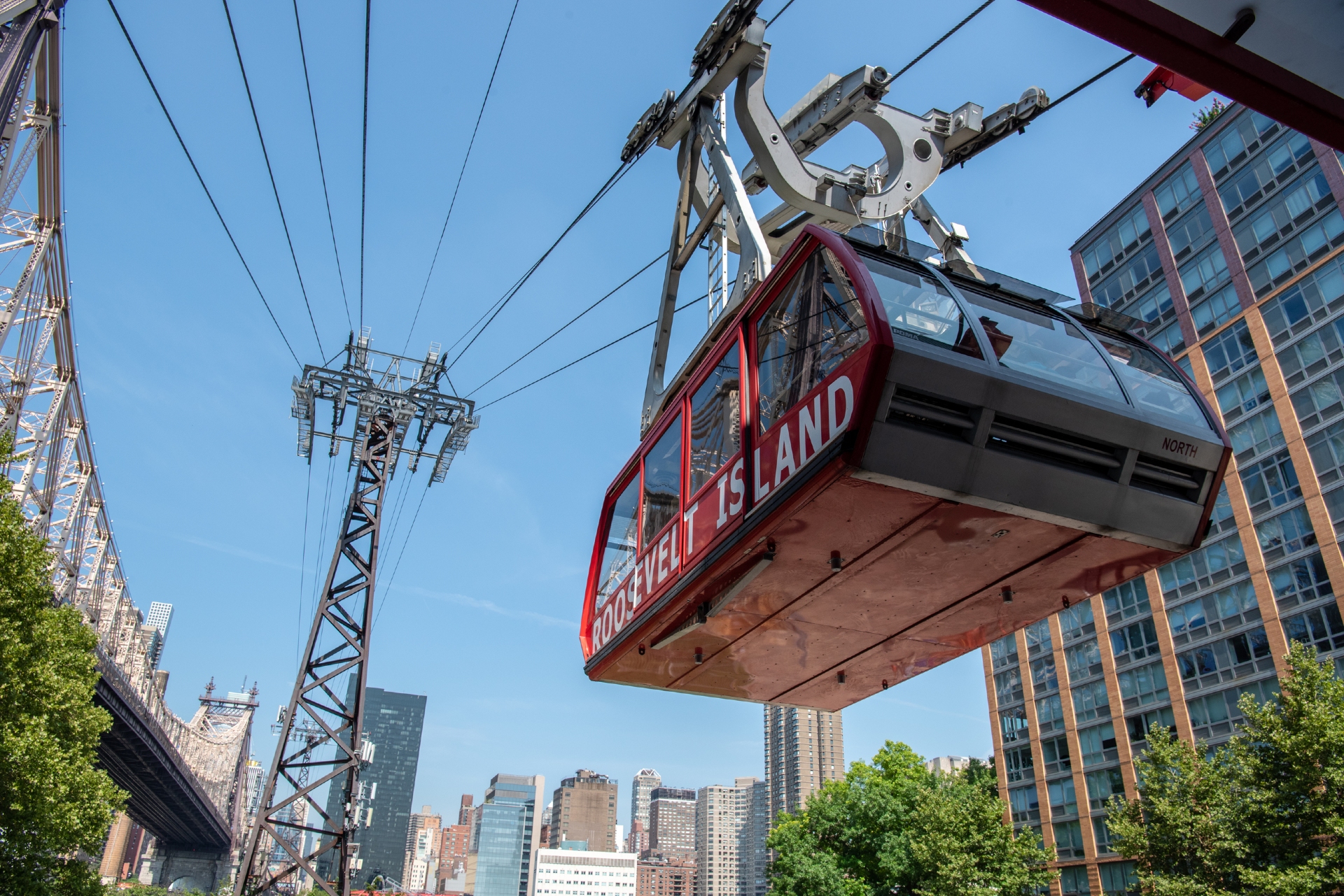 Roosevelt Island Tram on a sunny day in NYC