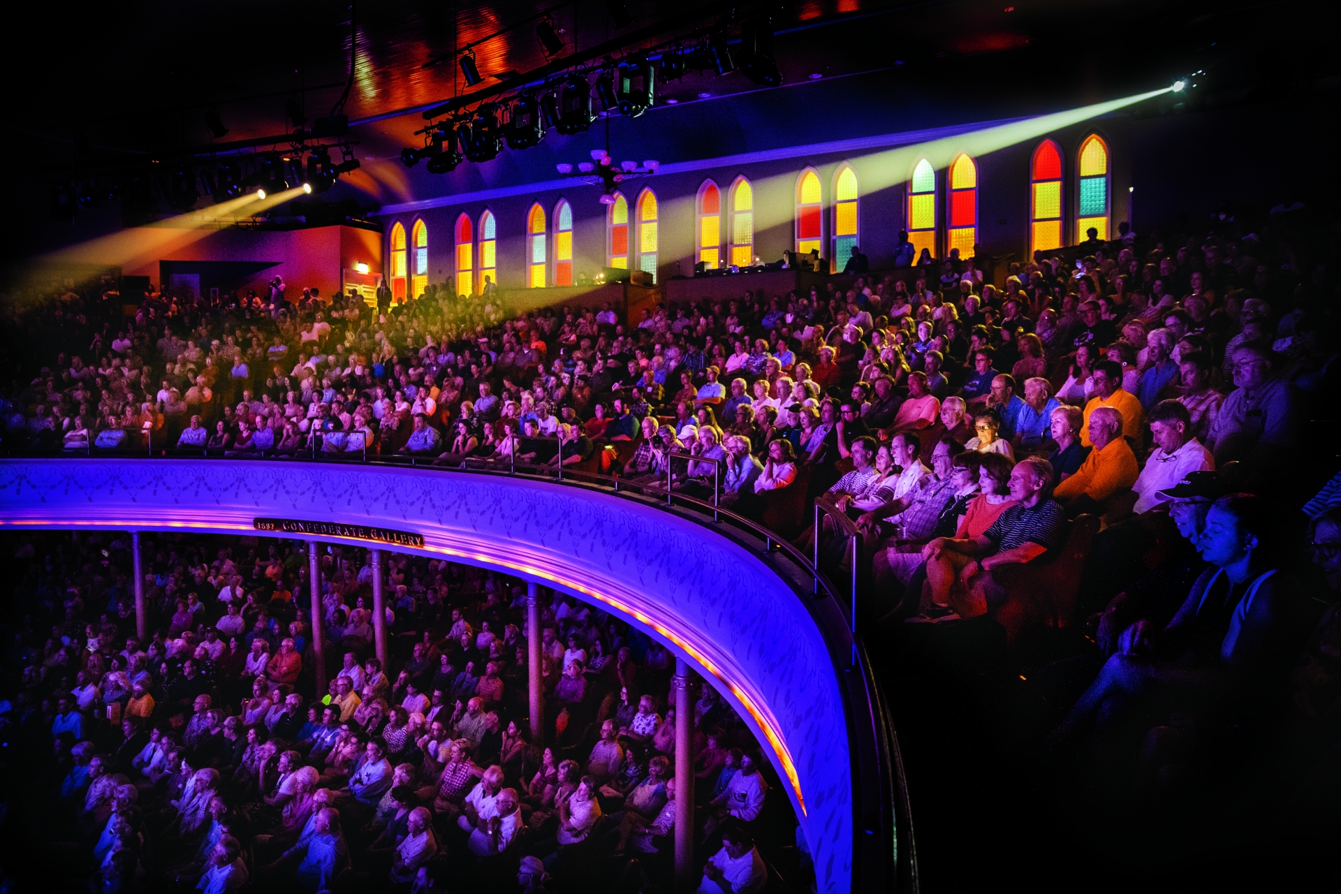 Ryman Auditorium Nashville inside view of show