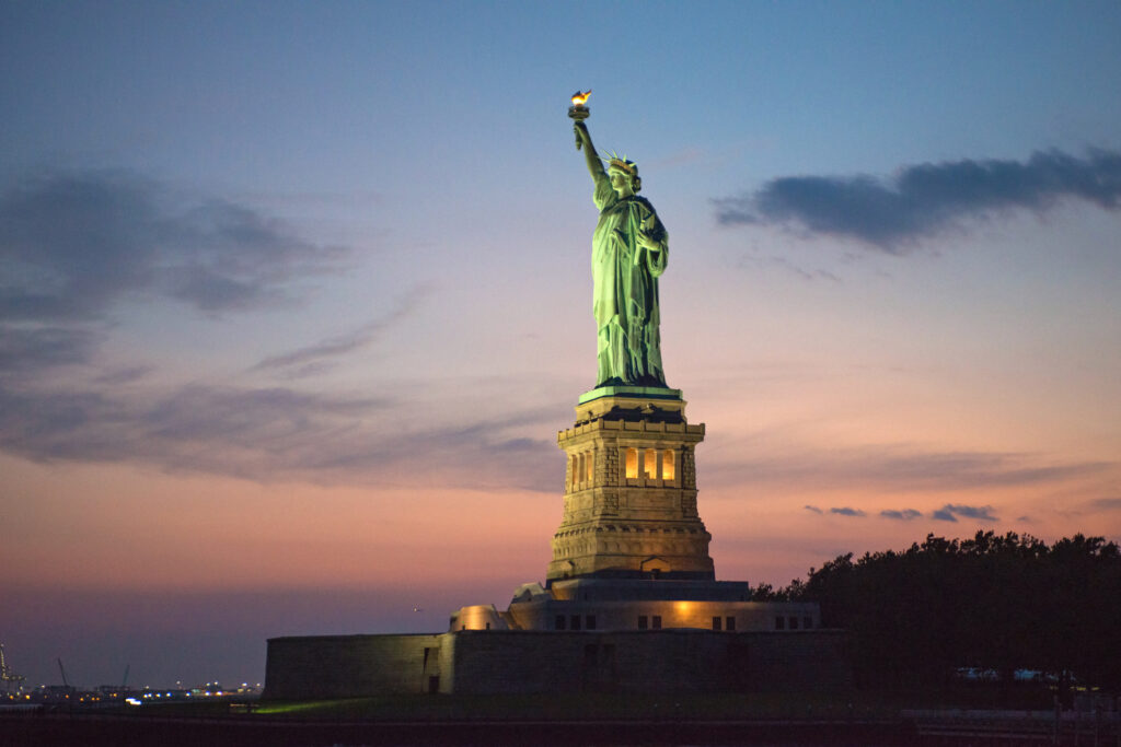 Statue of Liberty at sunset