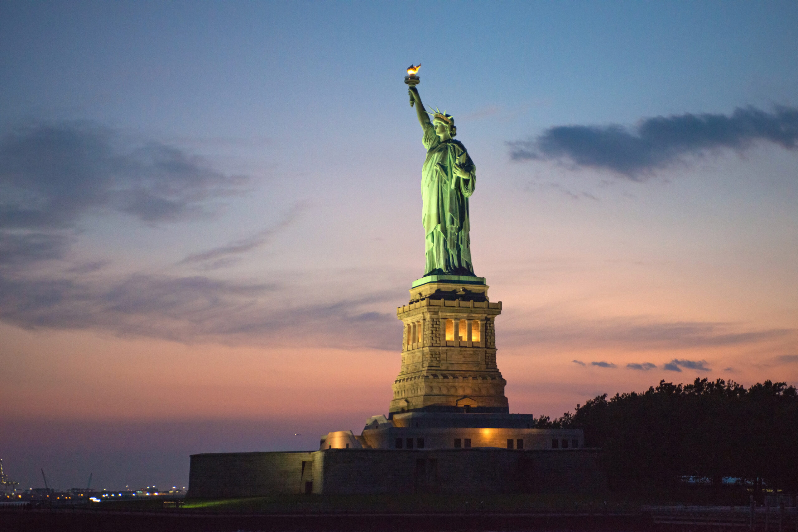 Statue of Liberty at sunset