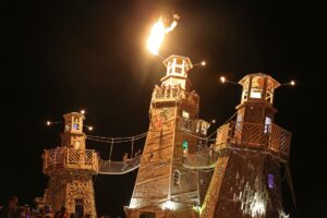 Burning Man Festival at night