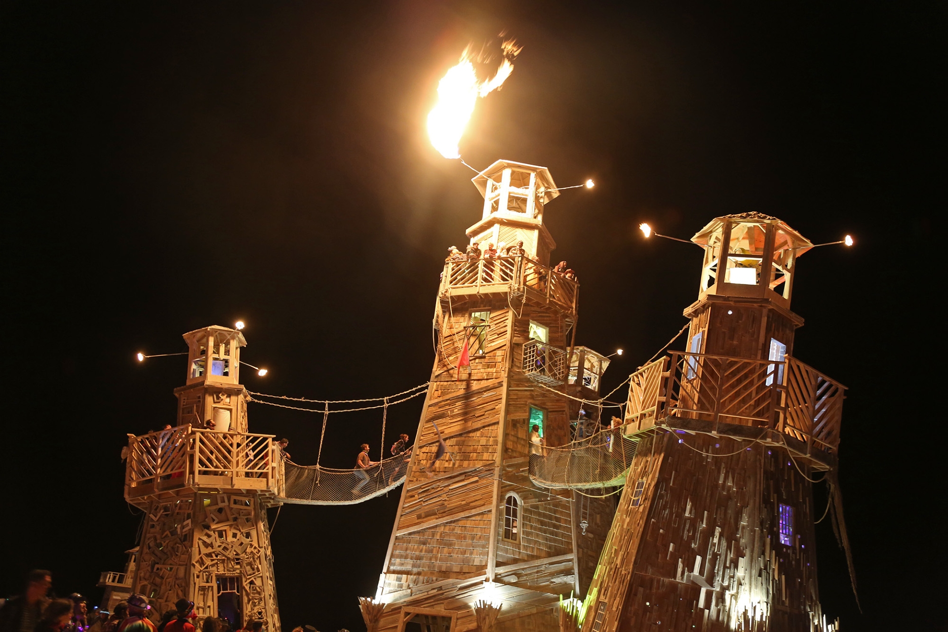 Burning Man Festival at night