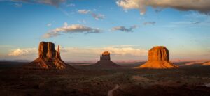 Monument Valley at sunset in summer