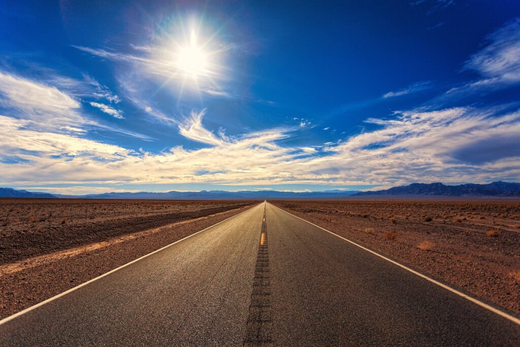 Road to Death Valley California on a summers day