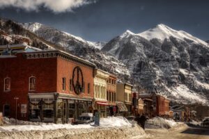 Telluride Colorado stunning view of the village in winter