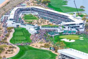 WM Phoenix Open ariel view of the last hole at Arizona championship course