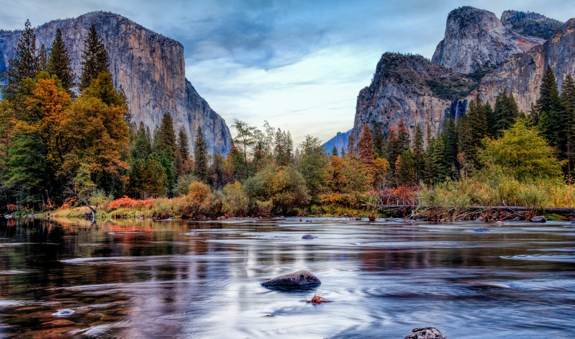Yosemite National Park California calm lake in fall