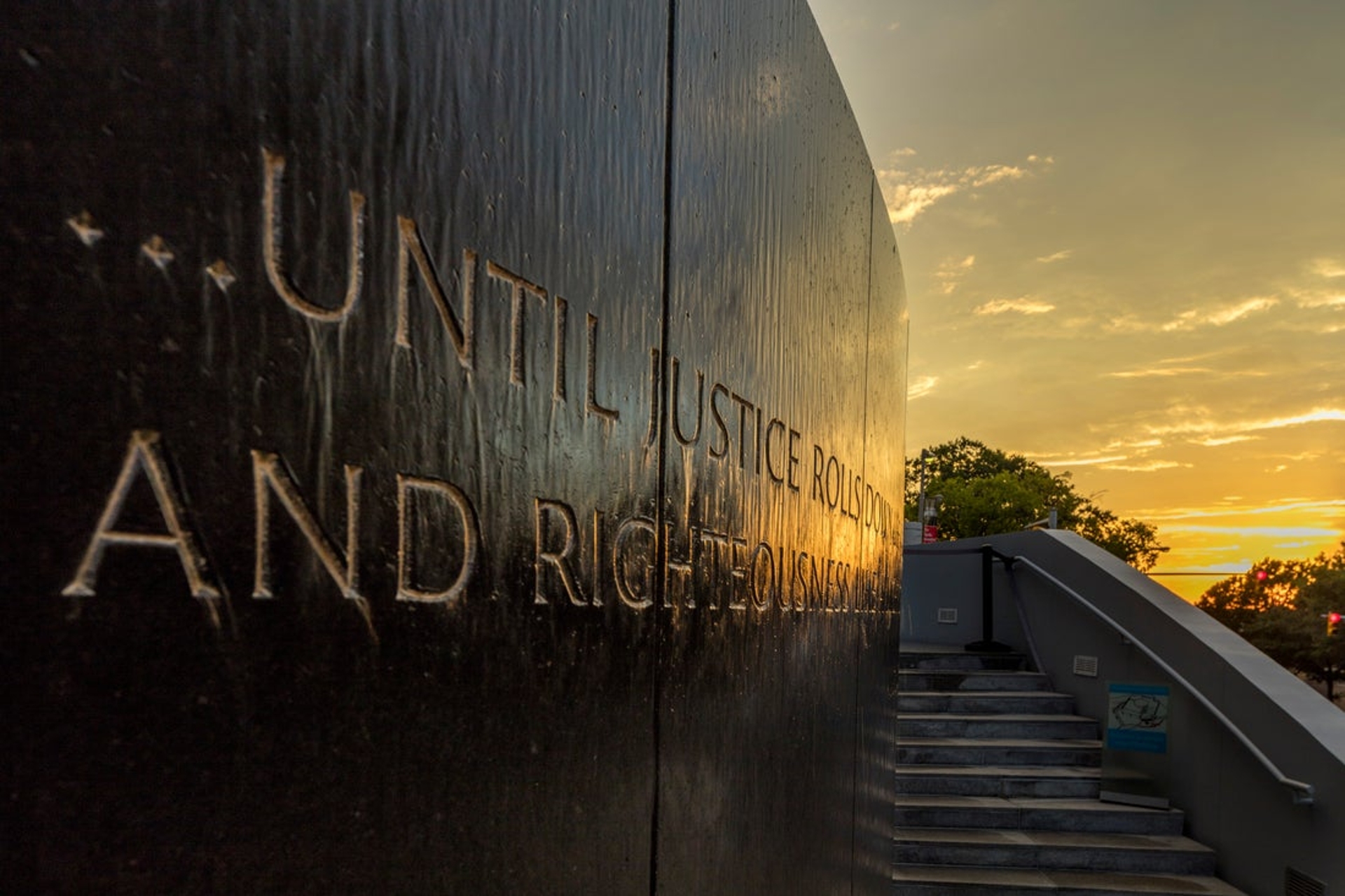 Civil Rights Memorial Centre at sunset