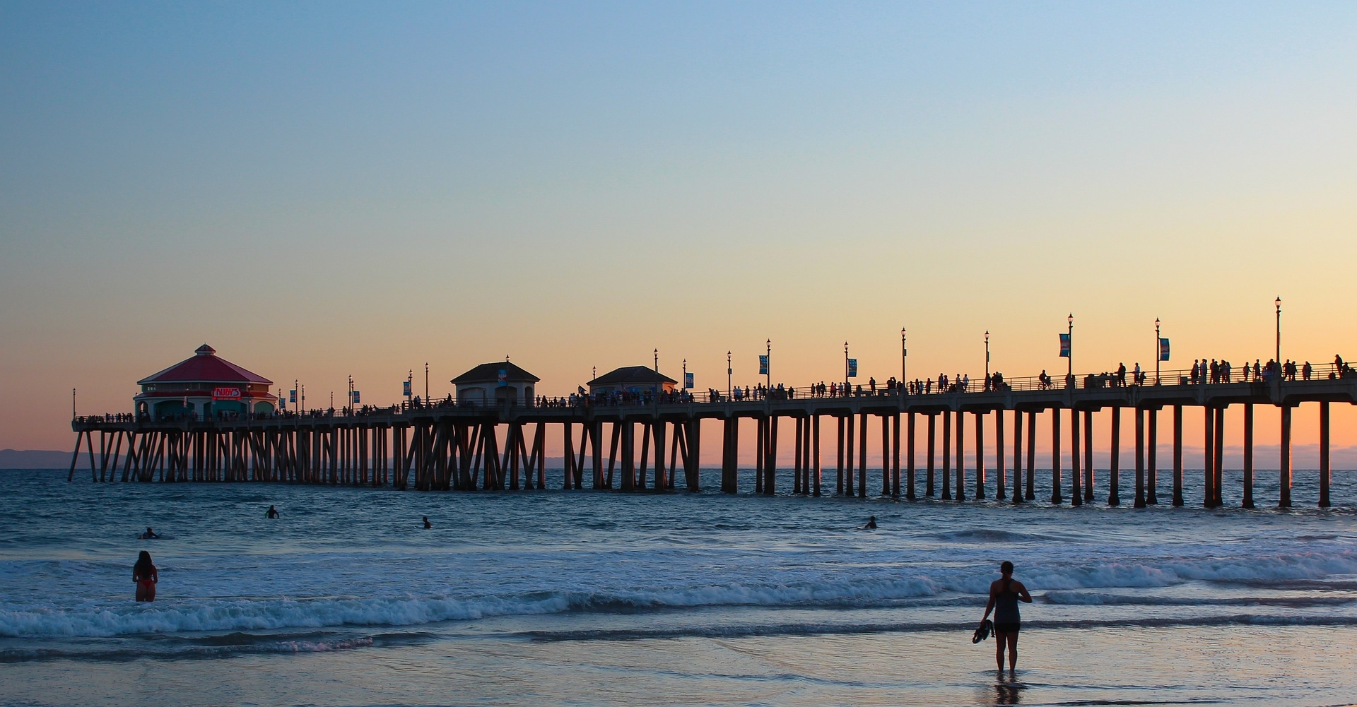 Huntington beach CA & pier at sunset
