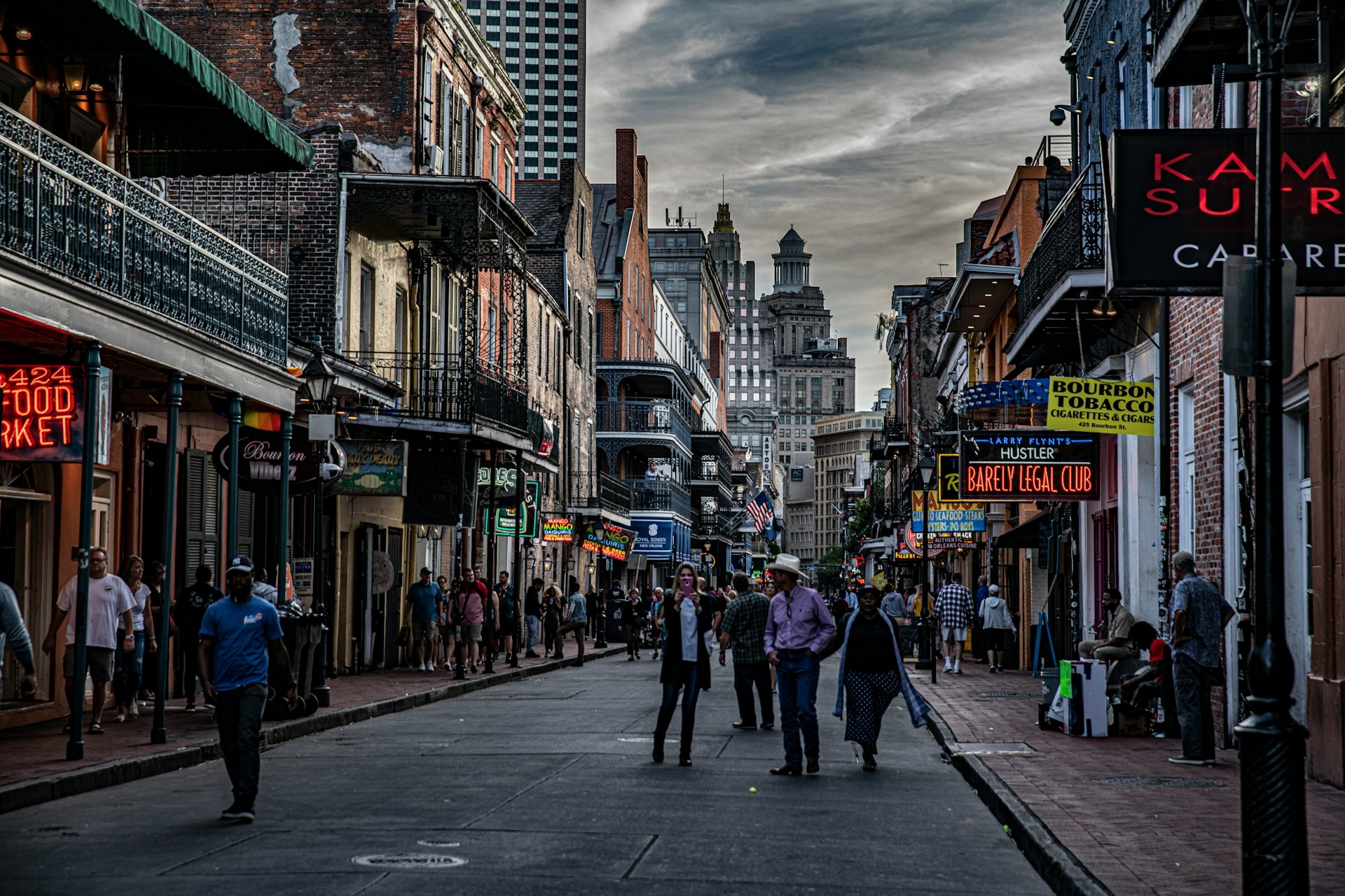 Bourbon Street New Orleans LA crowed with people