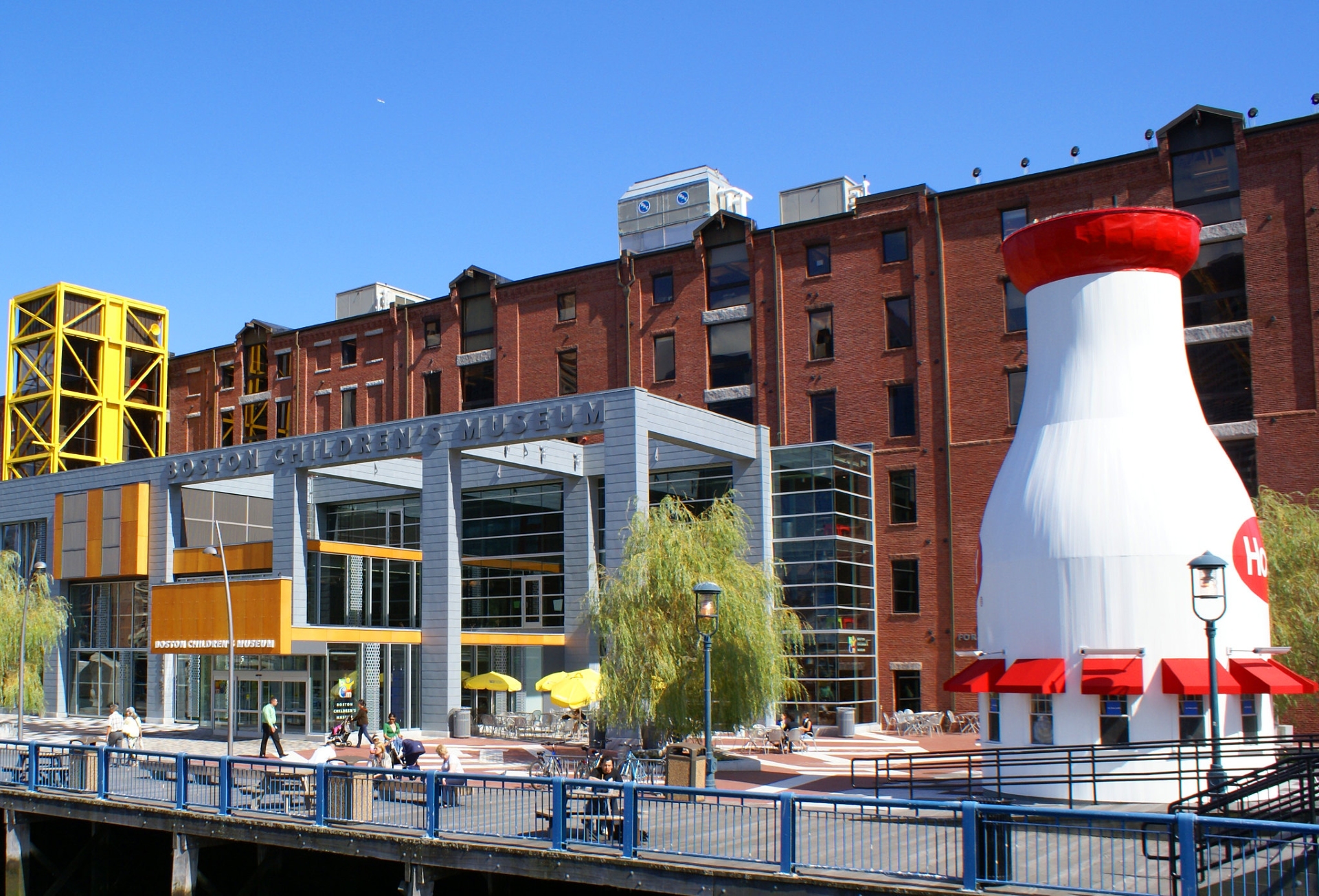 Children's Museum with a huge bottle out the front in white and red colours