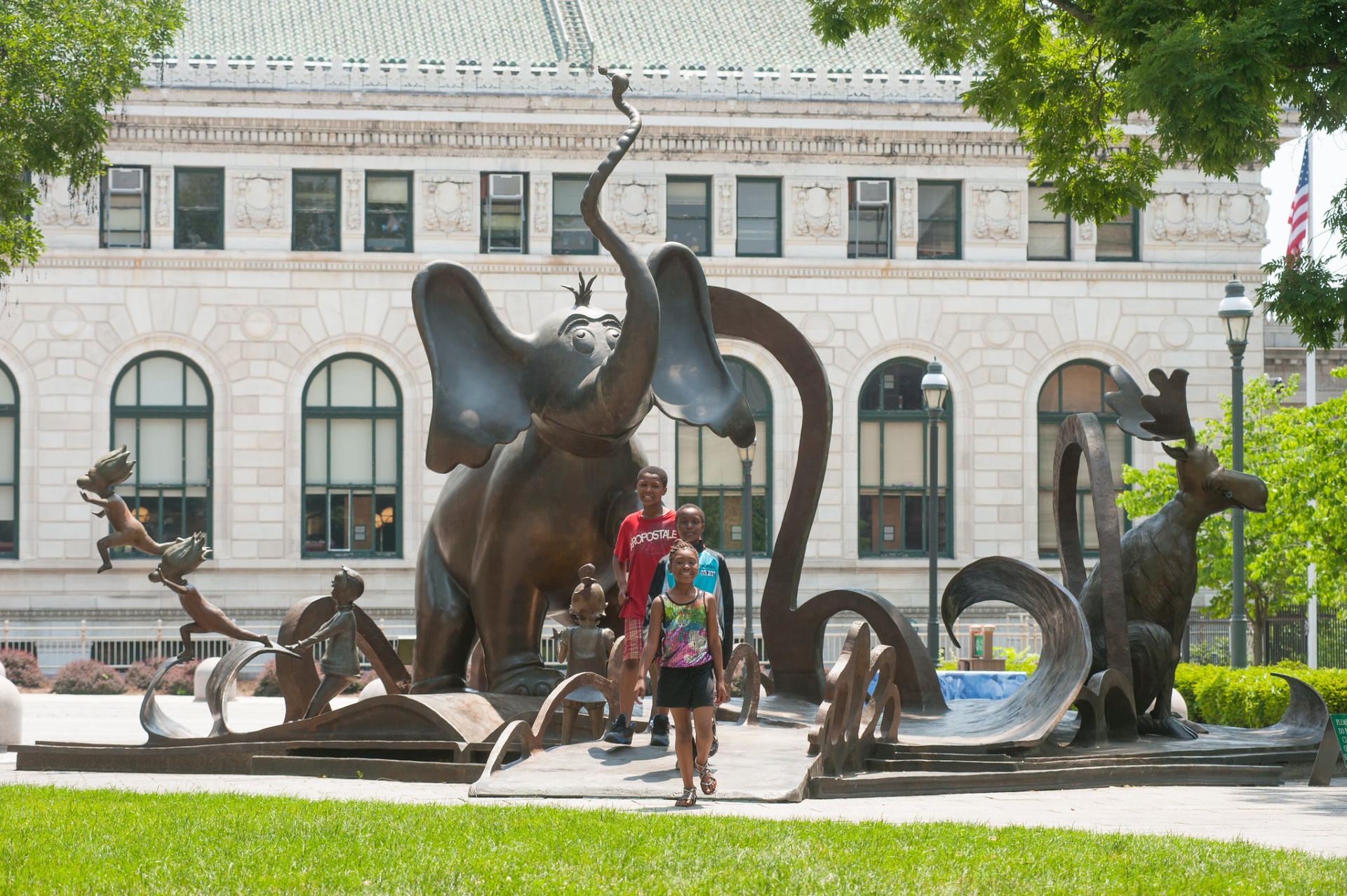 Dr Seuss National Memorial Sculpture Garden with cooper statues of the characters and a place where children can play