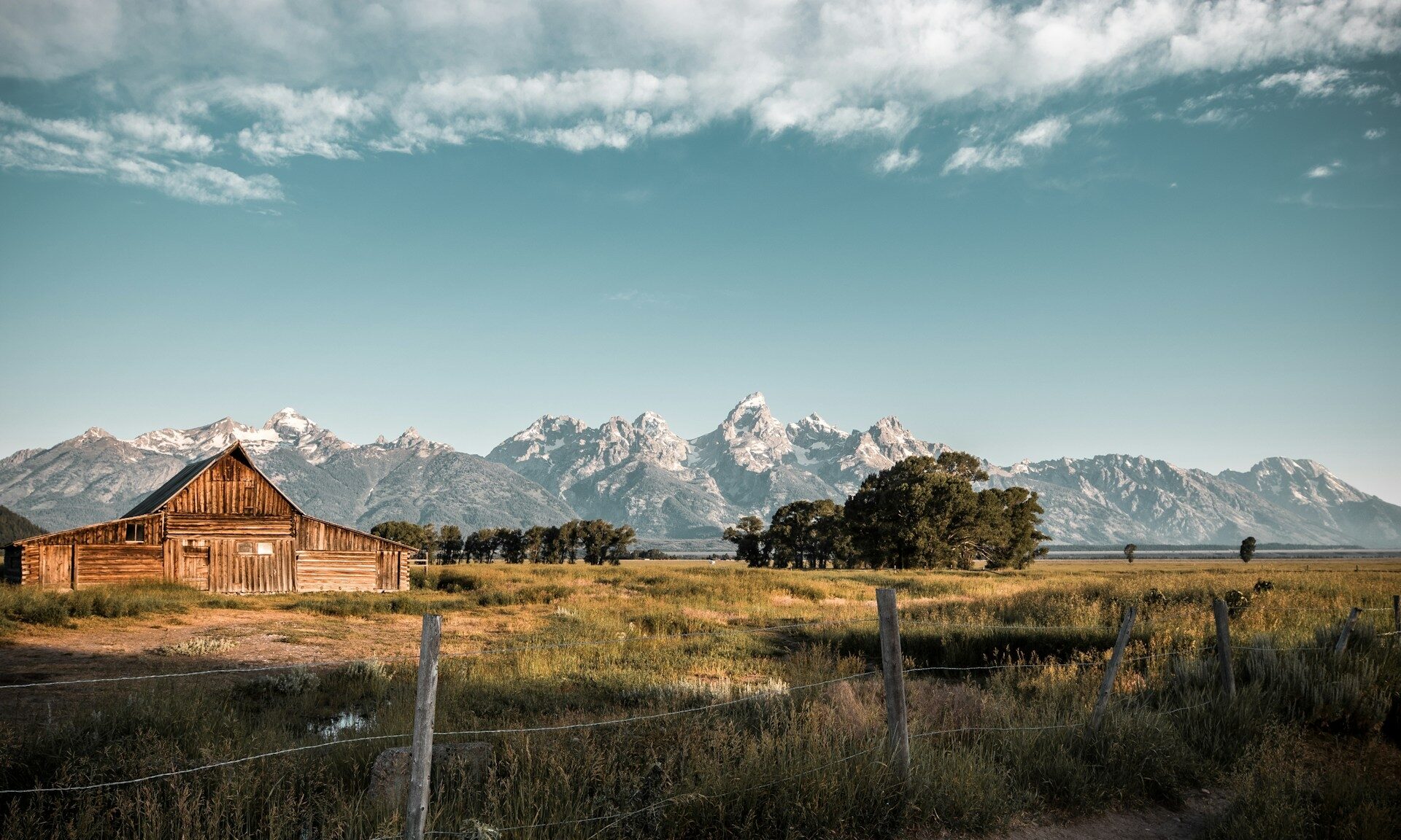 Grand Teton National Park Wyoming Jackson Hole with the barn and mountains in the distance