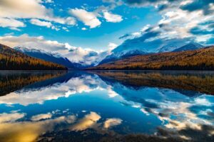 Lake-Mcdonald Glacier N/P Montana stunning reflections in the water from the mountains