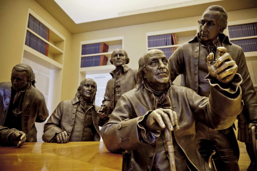 National Constitution Centre with statues of the founding fathers of the United States of America