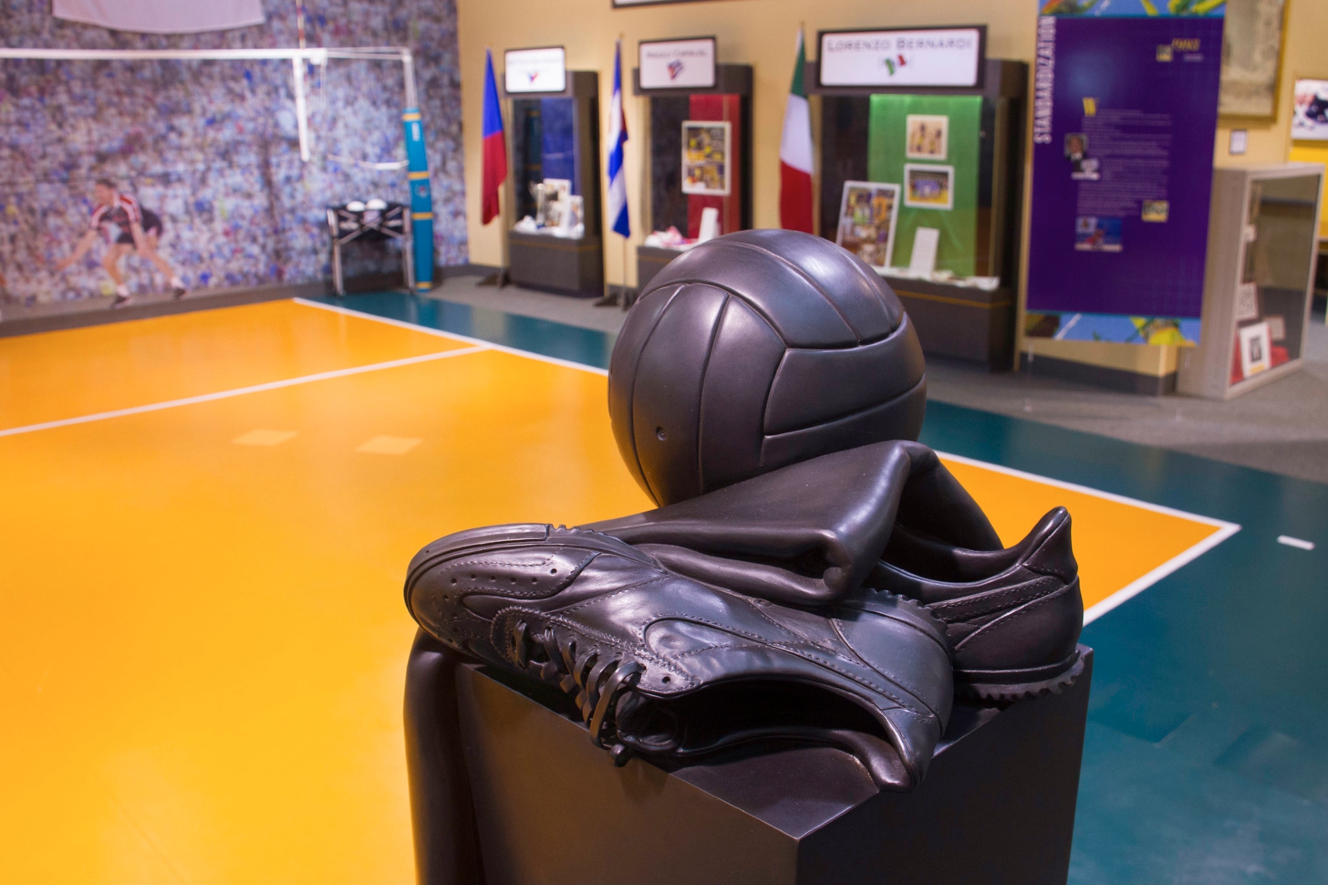 Volleyball Hall of Fame showing the all star shoes & volleyball