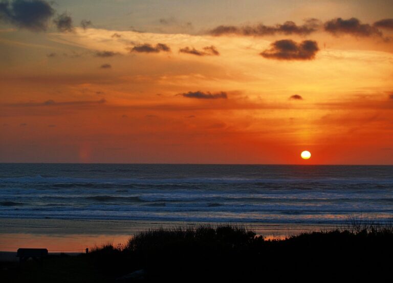 Sunset-West Coast Orgeon with stunning orange skys and calm seas