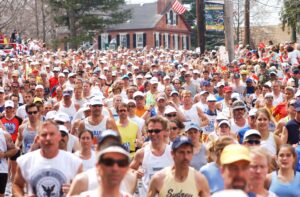 Festival - Boston Marathon with all the runners crammed together running the famous marathon