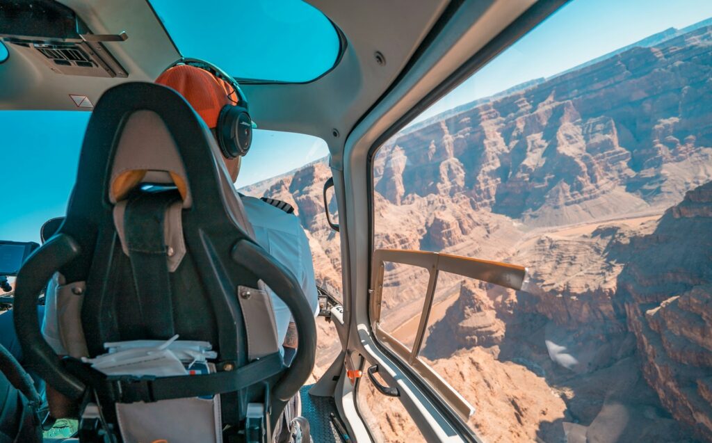 Grand Canyon Arizona helicopter ride showing the inside of the flight and the views of the canyon