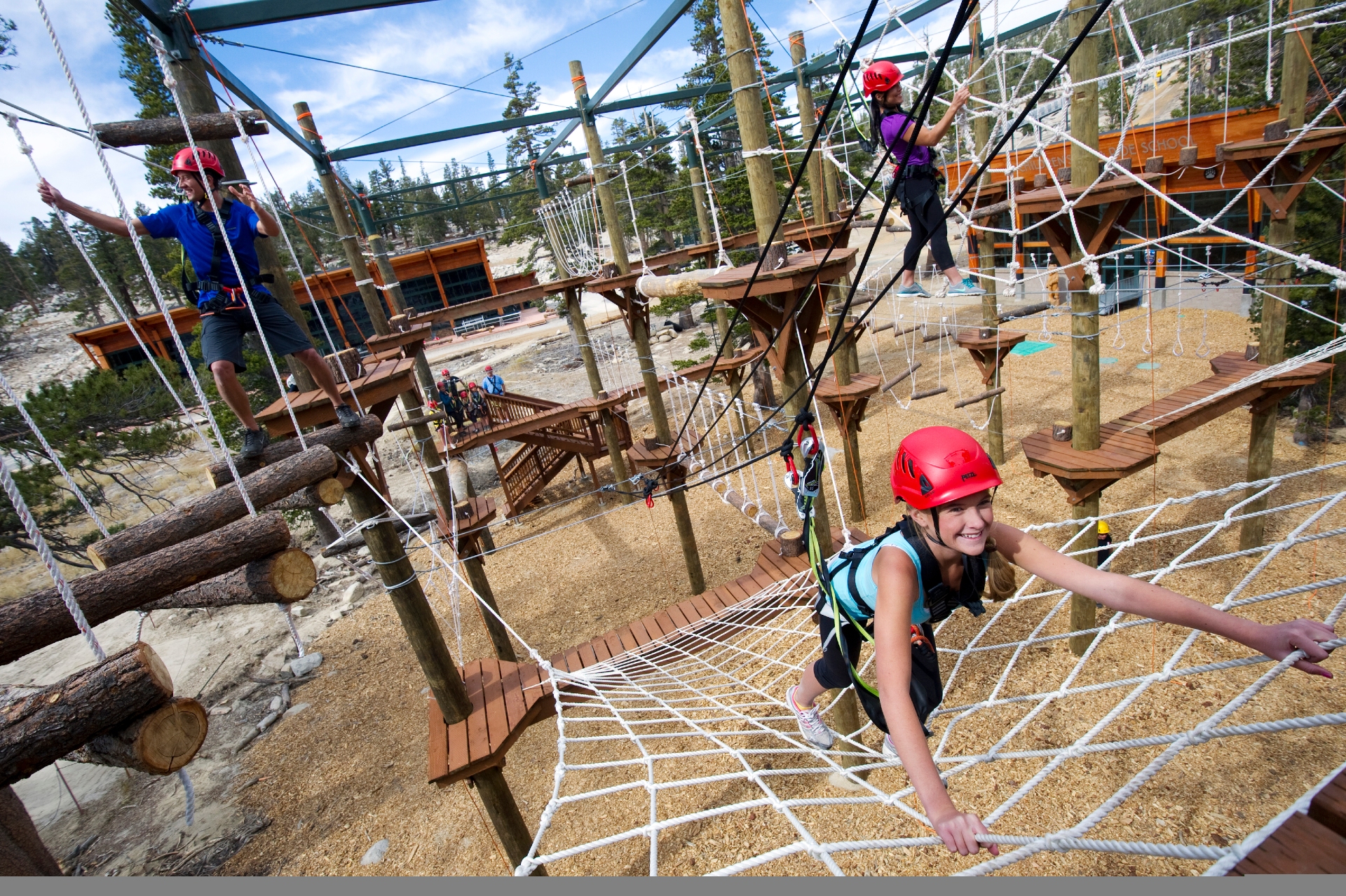 Kids climbing rope course at Epic Discovery Credit Heavenly Mountain