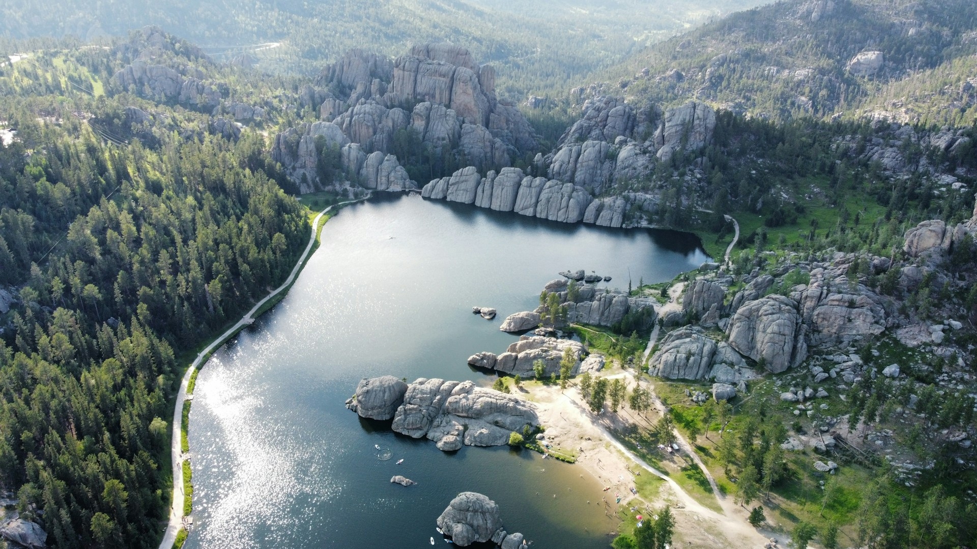 Sylvan Lake South Dakota ariel view of the this stunning lake natures phenomena