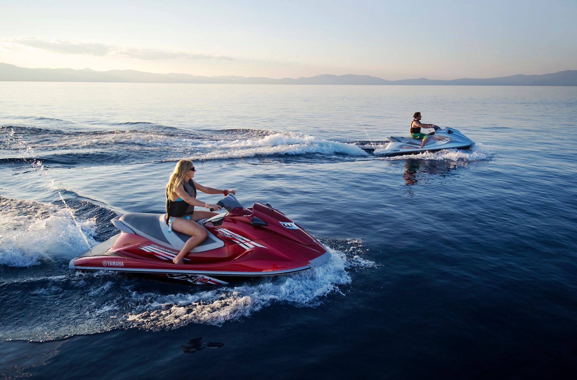 Two people jet ski Credit Aramark Richard Dahnoun and Lake Tahoe Visitors Authority