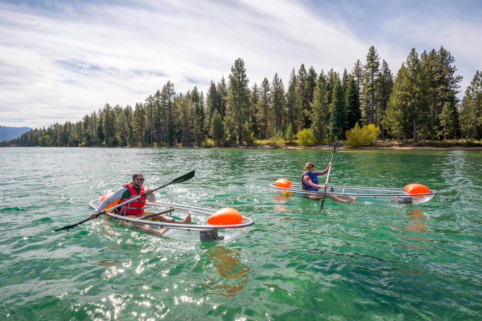 Two people kayaking on Lake Tahoe Credit Rachid Dahnoun and Lake Tahoe Visitors Authority
