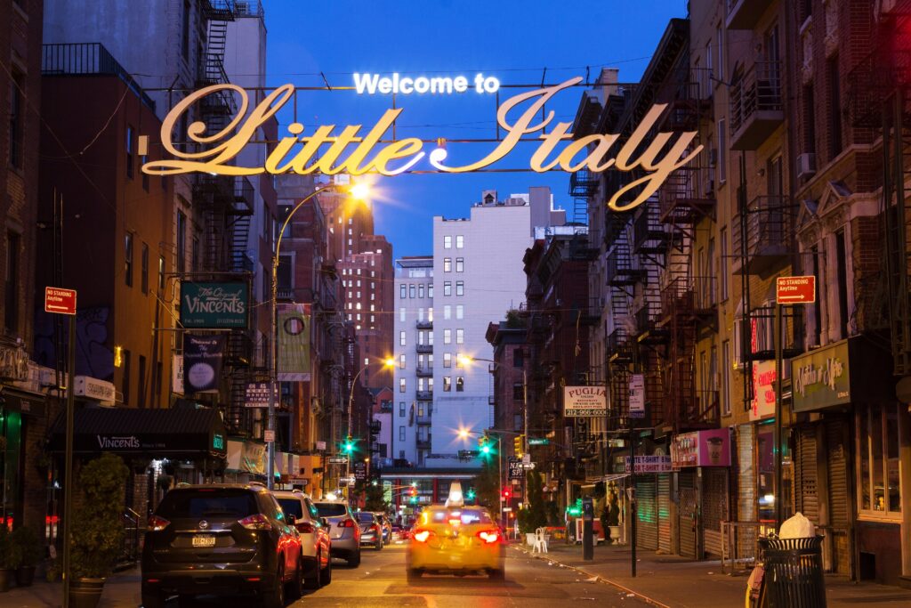 Little Italy in New York City at dusk