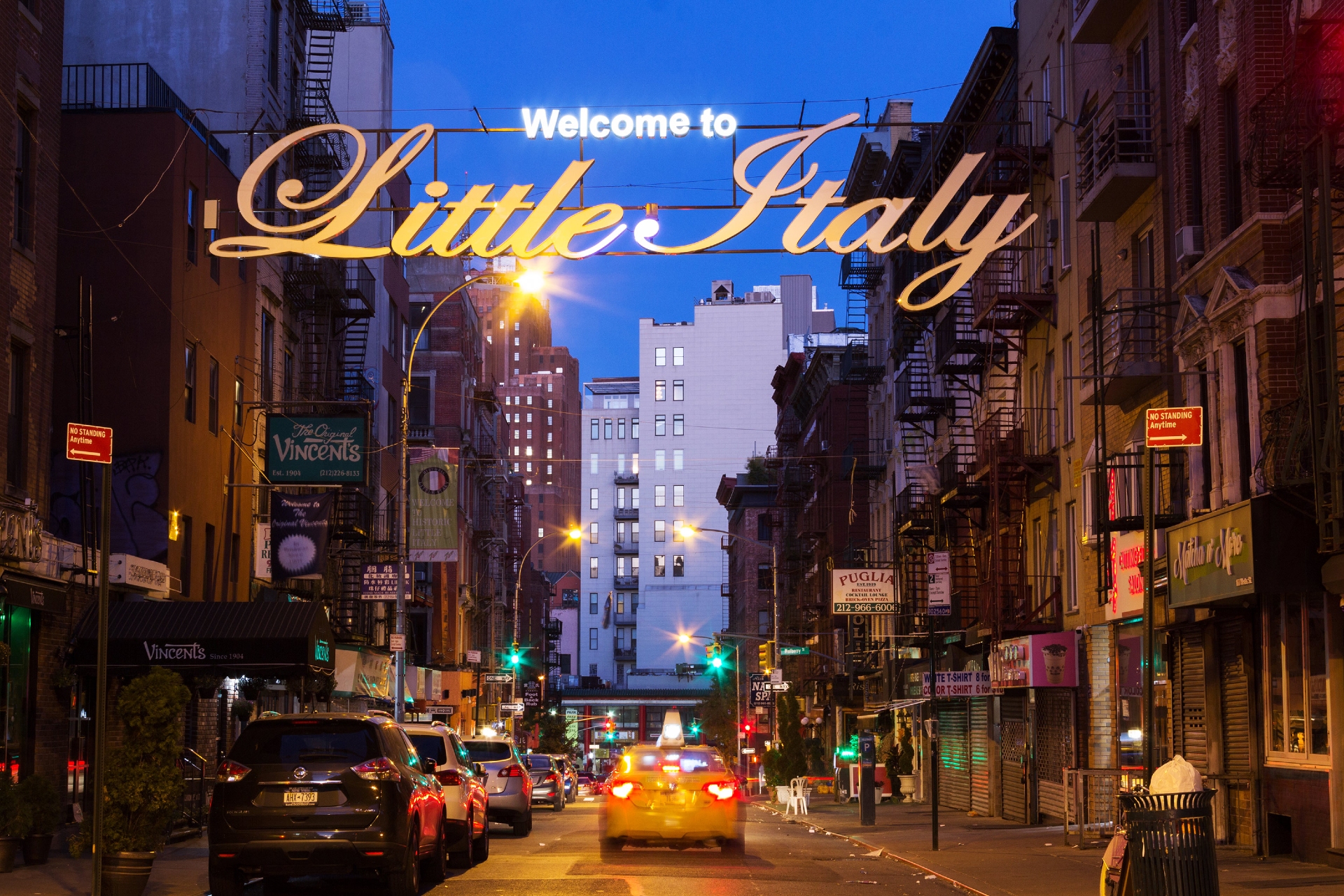 Little Italy in New York City at dusk