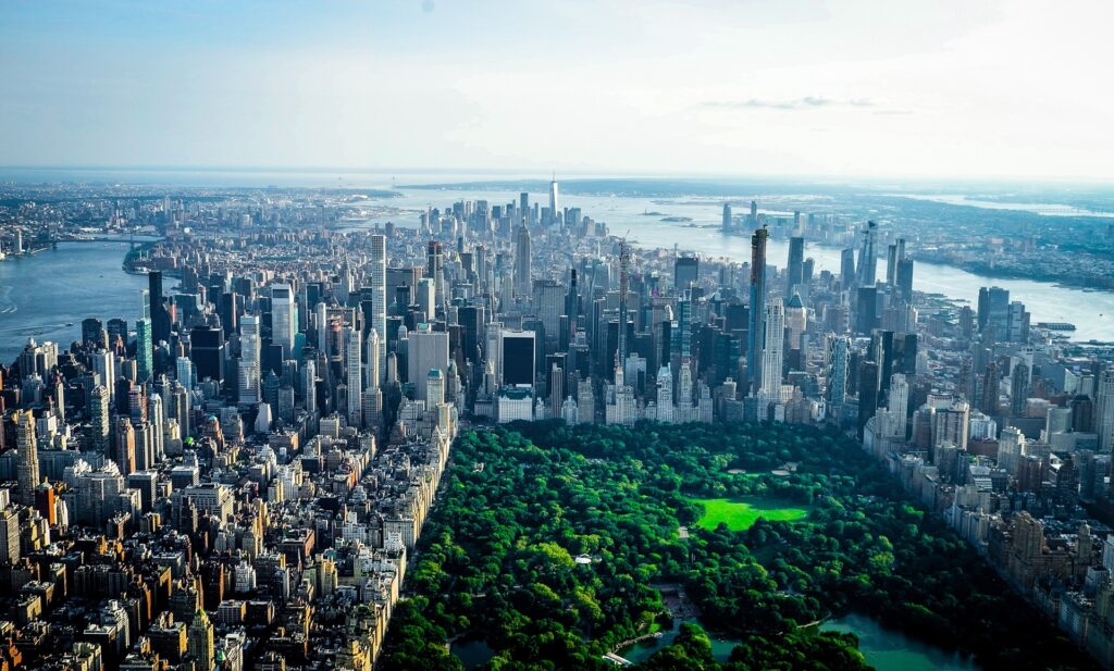 New York Central Park on a summers day overlooking the central park