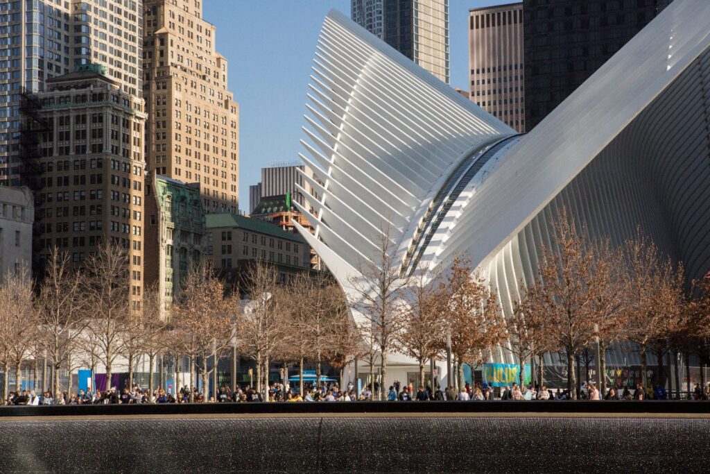 The Oculus with the vision of a dove leaving the human hand, in memory of the 9/11 attacks
