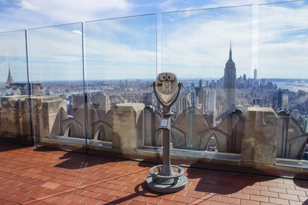 View from the Rockerfella Centre looking towards Empire State Bld, New York