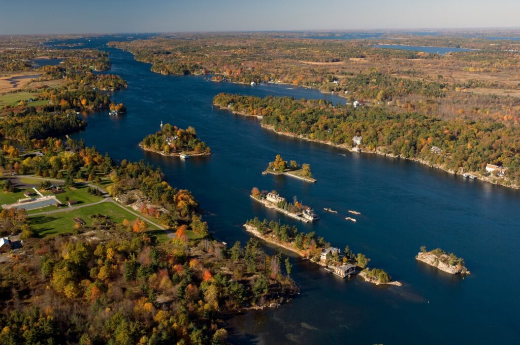 View of the St. Lawrence Seaway in the Thousand Islands in New York State