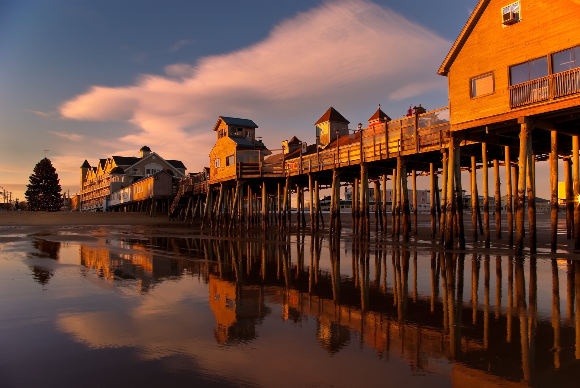 Old Orchard Beach Pier at sunset