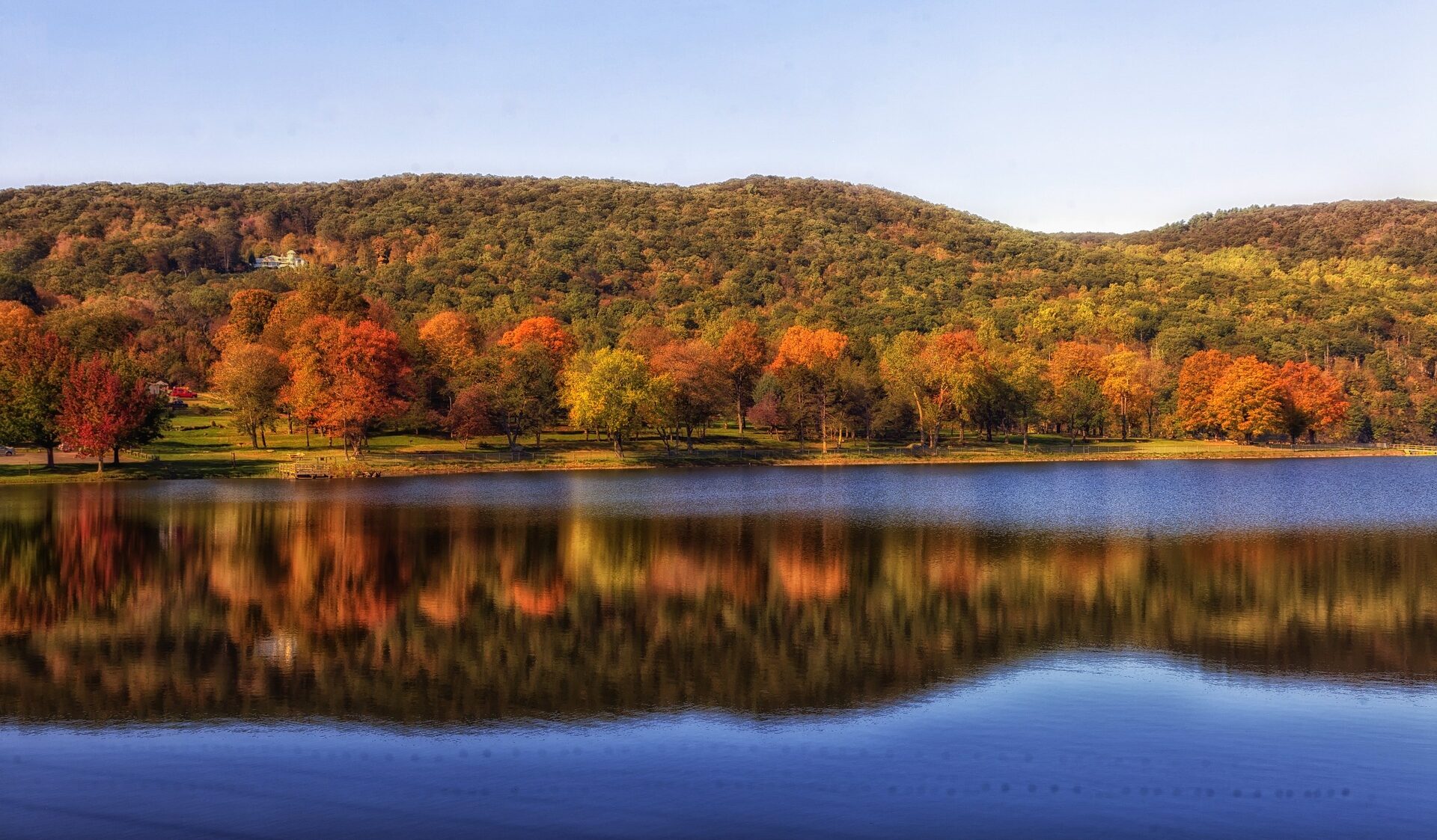 Connecticut Squantz Pond with stunning fall colours