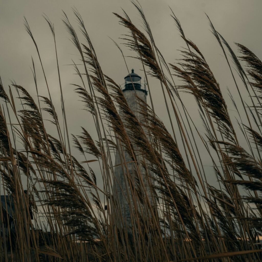 Lighthouse Point, New Haven Connecticut on a cloudy day