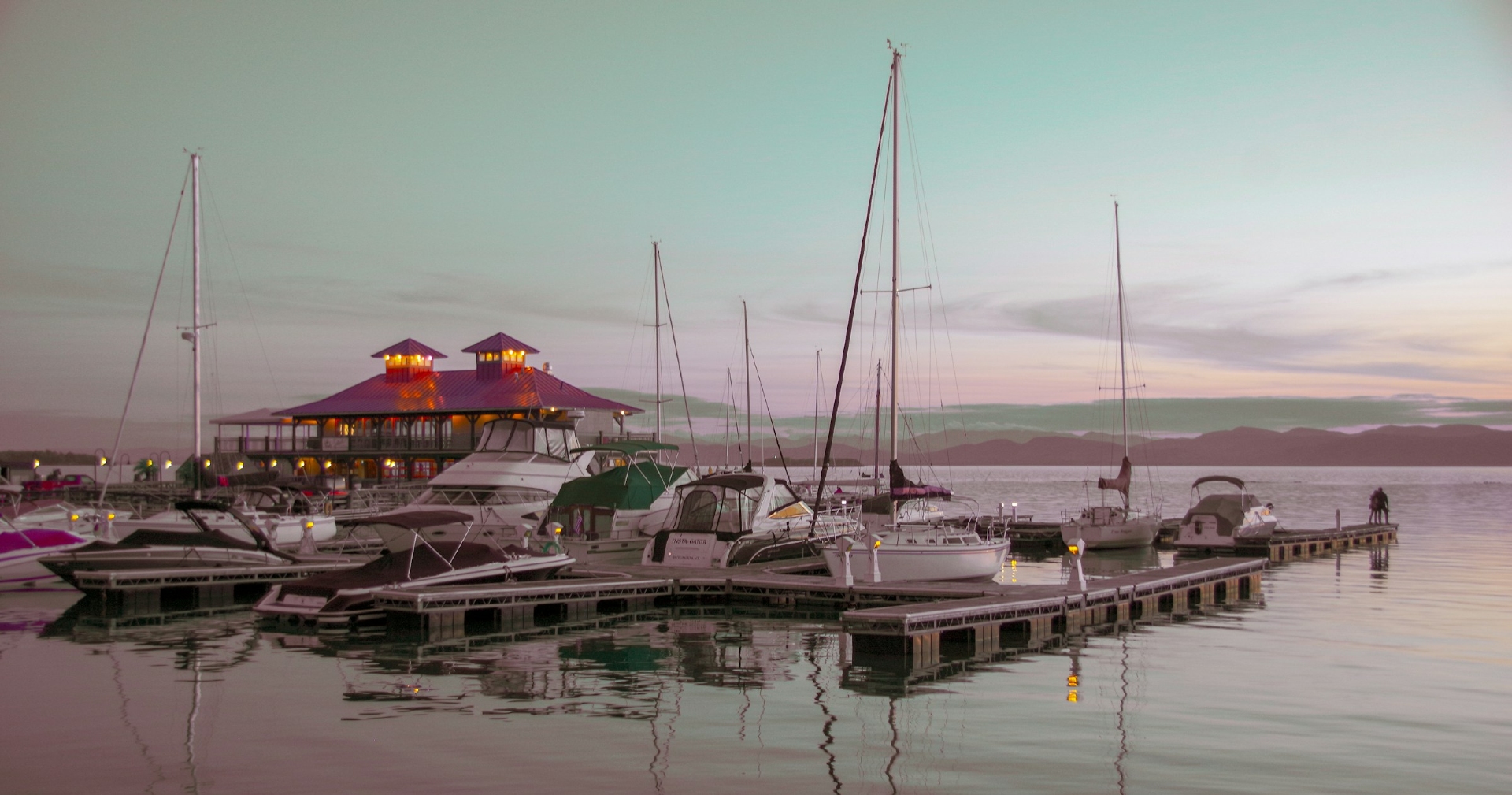 The Burlington VT Boathouse on Lake Champlain at sunset Vermont Image By stephen mease unsplash